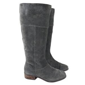 SOLE SOCIETY! DEEP DOVE GRAY GENUINE SUEDE LEATHER LOW HEEL ZIP BOOTS! SZ 7.5M